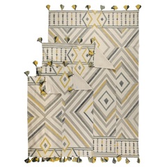 Ковер из хлопка с контрастным узором и кисточками из коллекции ethnic, 120х180 см