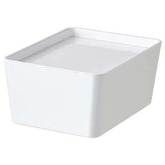 Контейнер с крышкой IKEA KUGGIS (КУГГИС), Пластик, Белый, 13x18x8 см