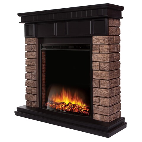 Портал Firelight Bricks Wood Classic камень темный шпон венге