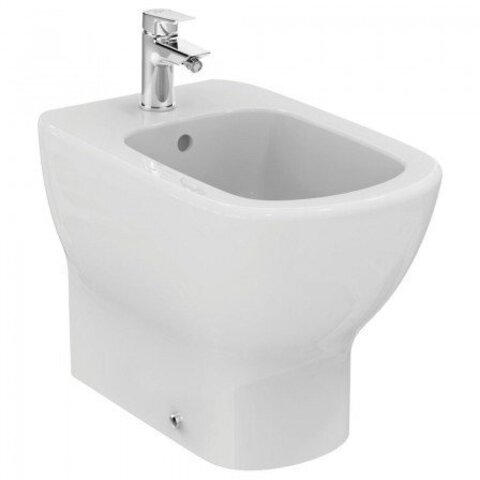 Ideal Standard Tesi T456901 Биде напольное пристенное, с отверстием под смеситель, с отверстием перелива, с крепежом