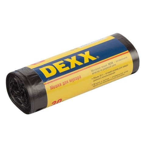 DEXX 30 л, 30 шт, черные, мусорные мешки (39150-30)
