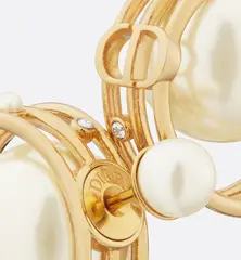 67547- Серьги-пусеты круглые  DIOR с жемчугом lux