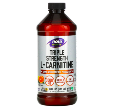 Now Foods, Sports, жидкий L-карнитин тройной силы, цитрусовый вкус, 3000 мг, 473 мл (16 жидких унций)