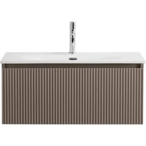 BelBagno UNO-800-1C-SO-СO База под раковину подвесная с фрезерованными ручками по всей длине фасада с одним выкатн. ящ., Бежевый матовый, 800x455x350
