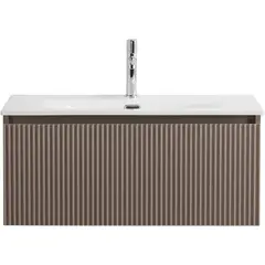 BelBagno UNO-800-1C-SO-СO База под раковину подвесная с фрезерованными ручками по всей длине фасада с одним выкатн. ящ., Бежевый матовый, 800x455x350 фото