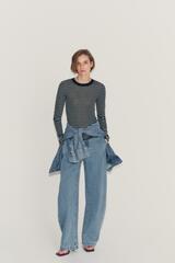 ZARA ПОЛУПРОЗРАЧНЫЙ ТРИКОТАЖНЫЙ ТОП, ПОЛОСКИ