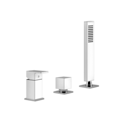 Gessi Rettangolo 20043#031 Смеситель для ванны на 3 отверстия, с переключателем и ручным душем, без излива, цвет: хром фото