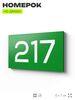 Номер на дверь 217, табличка на дверь для офиса, квартиры, кабинета, аудитории, склада, зеленая 120х70 мм, Айдентика Технолоджи