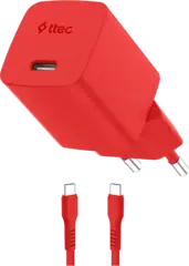 Зарядное устройство TTEC SmartCharger GAN 45W AVS PD Travel Fast Chargerс каб USB-C 1,2м, неоновый красный