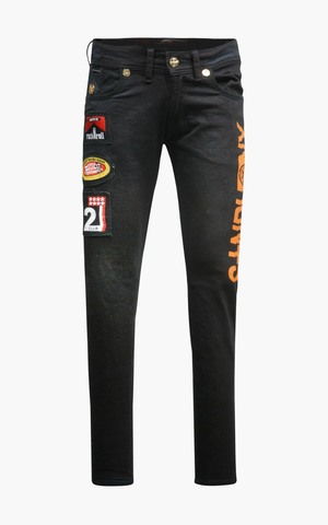 The Saints Sinphony | Джинсы мужские RACING SPEEDWAY PATCHED JEAN BLACK WASH TSG433B перед