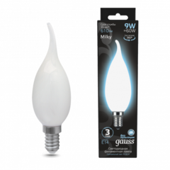 Лампа Gauss LED Filament Свеча на ветру 9W E14 610lm 4100K  104201209