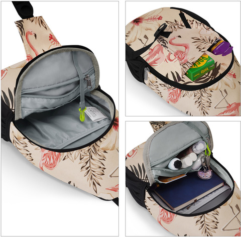 Картинка рюкзак однолямочный Nevo Rhino 8999-1-NW Flamingos - 2