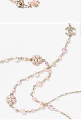 Бусы -колье длинное со вставками из жемчуга и розовой эмали CHANEL