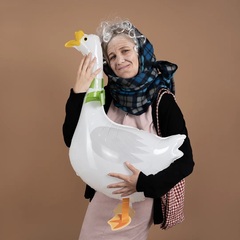 Шар К Ходячая фигура, Гусь в зеленом шарфе, Белый (полимерная пленка), 34