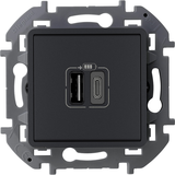 Зарядное устройство с двумя USB-разьемами A-C 240В/5В 3000мА - Legrand Inspiria - антрацит — фото 1