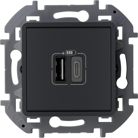 Зарядное устройство с двумя USB-разьемами A-C 240В/5В 3000мА - Legrand Inspiria - антрацит