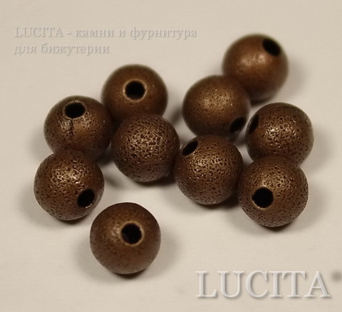 Бусина "Сахарный шарик" 6 мм (цвет - античная медь), 10 штук ()