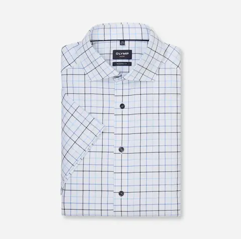 OLYMP LUXOR MODERN FIT Сорочка в клетку с технологией Non-Iron и сертификацией Oeko-Tex. Эко-линейка Green Choice
