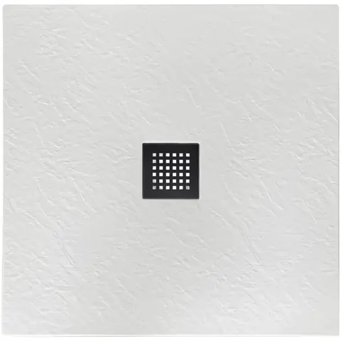 BelBagno TRAY-MR-UNO-A-90-35-W-NO Поддон из искусственного мрамора в комплекте с сифоном с чёрной матовой декоративной накладкой
