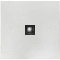 BelBagno TRAY-MR-UNO-A-90-35-W-NO Поддон из искусственного мрамора в комплекте с сифоном с чёрной матовой декоративной накладкой фото