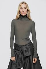 Massimo Dutti Футболка с высоким вротником из 100% шелка - Limited Edition, серый