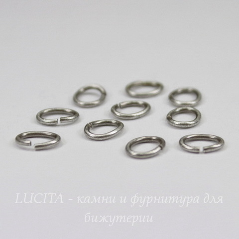 Винтажное колечко овальное одинарное 7х5х0,9 мм (оксид серебра), 10 штук