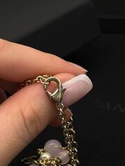 Бусы -колье длинное со вставками из жемчуга и розовой эмали CHANEL