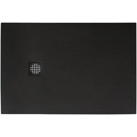 BelBagno TRAY-MR-UNO-AH-120/80-35-NERO-NO Поддон из искусственного мрамора в комплекте с сифоном с чёрной матовой декоративной накладкой, чёрный