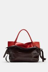 ZARA КОЖАНАЯ СУМКА С КЛАПАНОМ, ШОКОЛАДНЫЙ