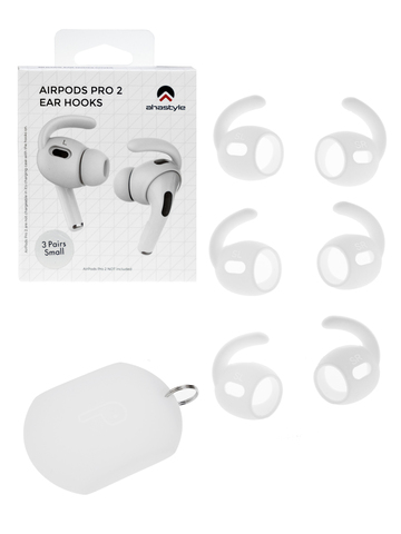 Комплект амбушюр с крючками и чехлом для Apple AirPods Pro 2 (белый) (Размер S)