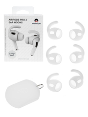 Комплект амбушюр с крючками и чехлом для Apple AirPods Pro 2 (белый) (Размер S)