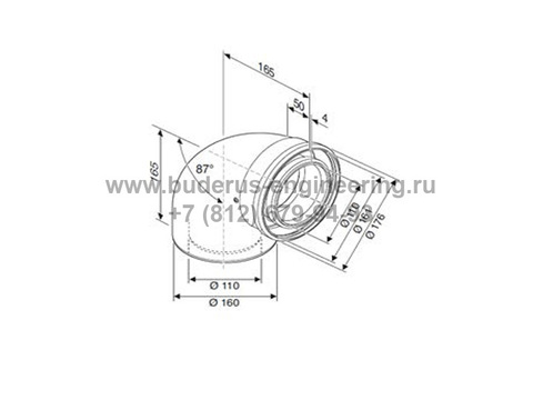 Отвод концентрический FC-CE110-87, DN110/160, 87° Арт.7738113105