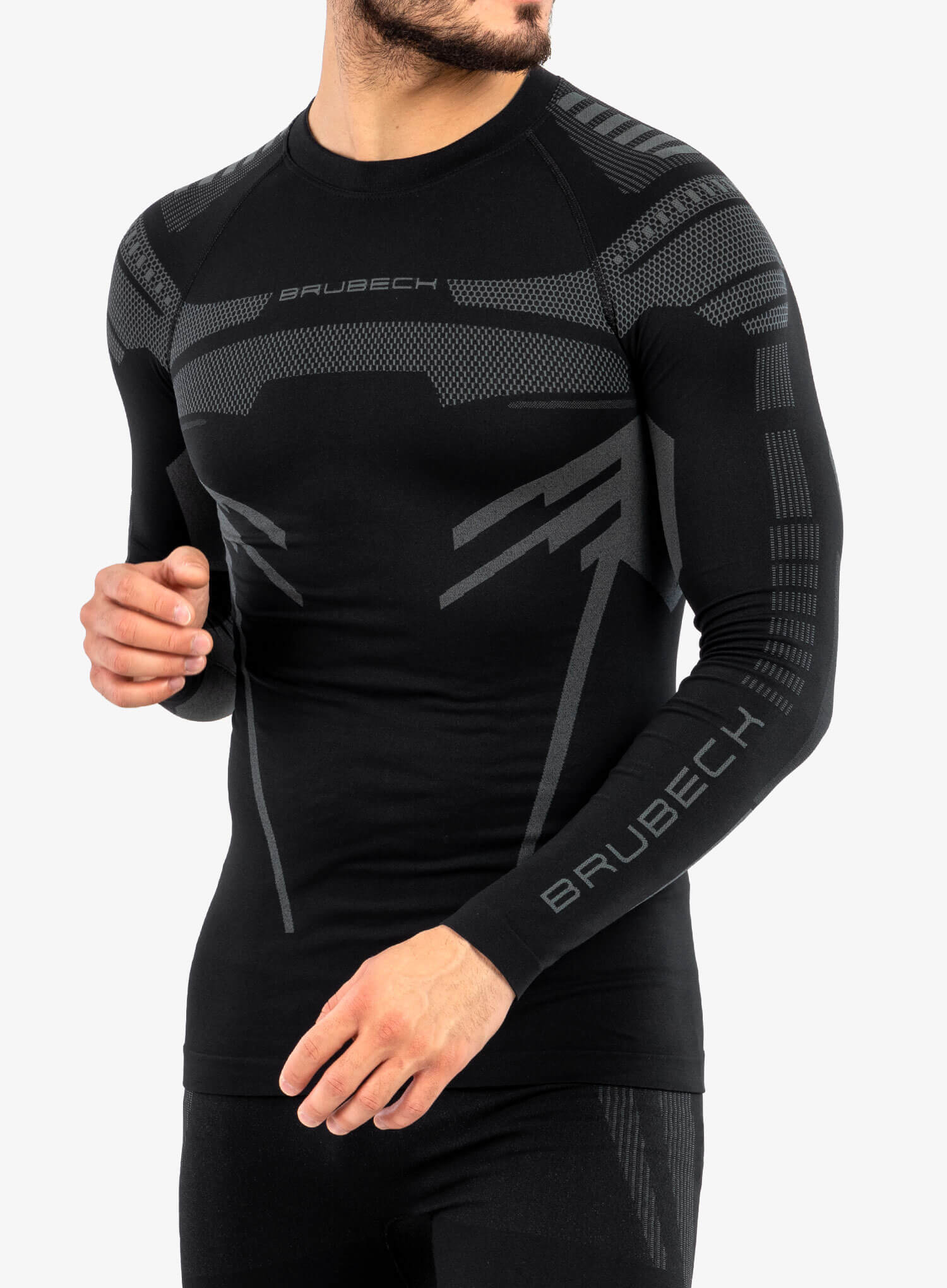 Мужской термолонгслив Brubeck Dry black-graphite - 3