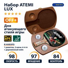Набор для настольного тенниса ATEMI LUX (1ракетка+кейс+2 мяча***)