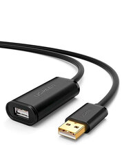 Кабель UGREEN US121 (10323) USB 2.0 Active Extension Cable with Chipset, 15м, черный