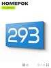 Номер на дверь 293, табличка на дверь для офиса, квартиры, кабинета, аудитории, склада, голубая 120х70 мм, Айдентика Технолоджи
