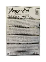 Корм Primordial Dog Adult Breeders Tuna&Lamb(Тунец, ягненок) для собак 20 кг