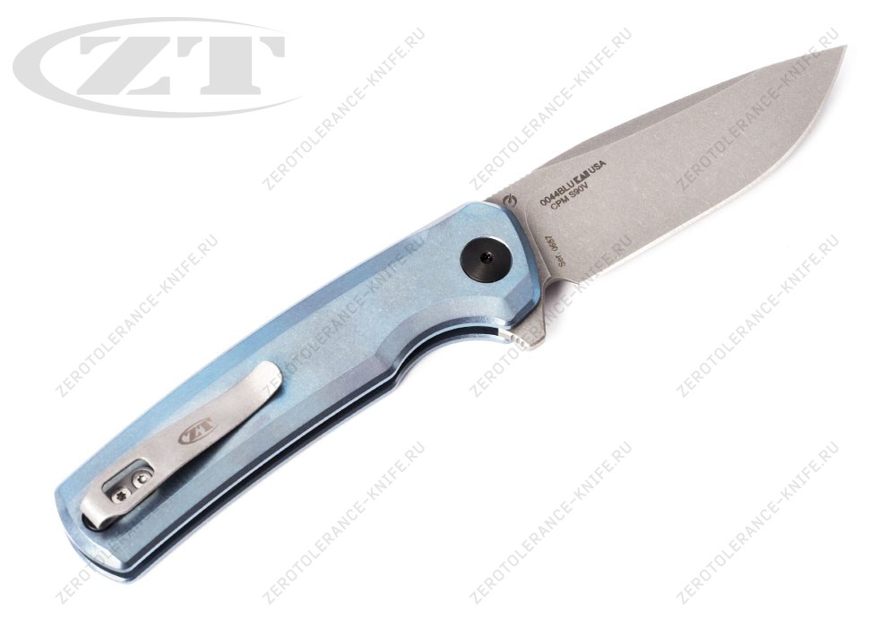 Нож Zero Tolerance 0044BLU S90V Button Lock Flipper - фотография 