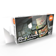 Набор красок AK Interactive Black Interior and Cream White Set 3G, 6 красок