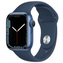 Apple Watch Series 7GPS,  45 mm Blue Aluminium Case with Abyss Blue Sport Band - Regular (MKN83GK/A)
