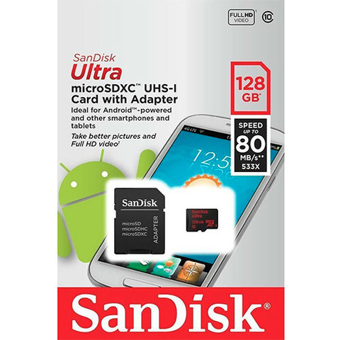 Карта памяти SanDisk microSDXC 128Gb UHS-I Ultra Class 10 (80MB) Карта памяти SanDisk microSDXC 128Gb UHS-I Ultra Class 10 (80MB)