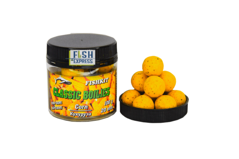 Бойлы FISHKIT Classic вареные тонущие 20мм 100гр. Кукуруза