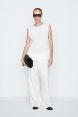 Massimo Dutti Вязаный топ с бахромой - STUDIO, белый