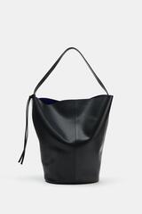 ZARA БОЛЬШАЯ КОЖАНАЯ СУМКА НА ПЛЕЧО, ЧЕРНЫЙ