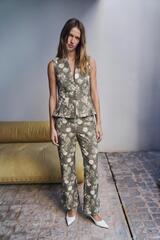 ZARA БРЮКИ FLARE ИЗ ЖАККАРДА, СЕРО-КОРИЧНЕВЫЙ
