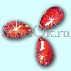 Стразы пришивные стеклянные Drop Light Siam, Капля Лайт Сиам светло-красный