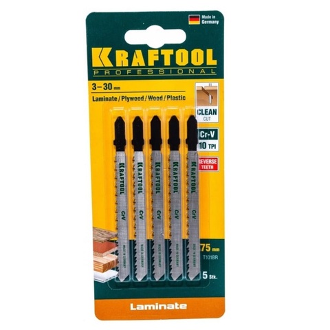 KRAFTOOL T101BR, EU-хвост., по дереву, шаг 2.5 мм, 75 мм, 5 шт, полотна для лобзика (159516-2.5-S5)
