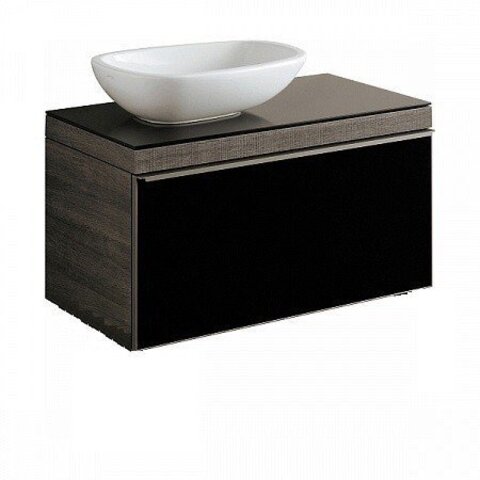 Geberit Citterio 500.560.JJ.1 Тумба для раковины 88.4x54.3x50.4см, черный / глянцевое стекло, темный дуб / меламин, структура дерева