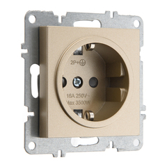 Розетка с заземлением ARVIA Electric, со шторками, 16А 250В, шампань 50052000243