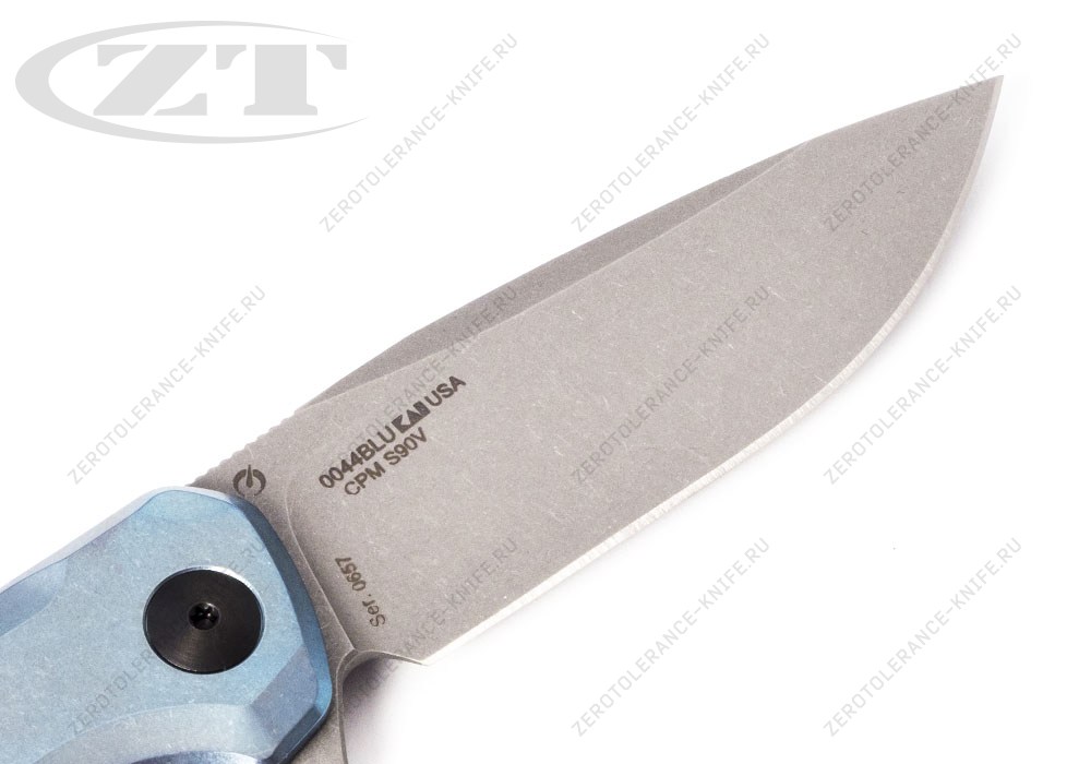 Нож Zero Tolerance 0044BLU S90V Button Lock Flipper - фотография 